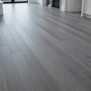 Solid hardwood flooring installed in a finished residential room