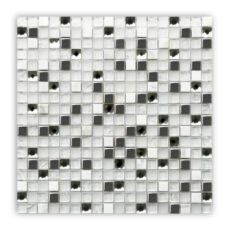 JL151 – Stainless Steel and Glass and White Marble Mosaic