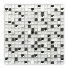 JL151 – Stainless Steel and Glass and White Marble Mosaic