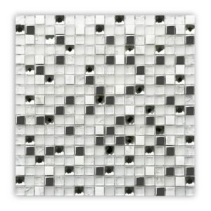 JL151 – Stainless Steel and Glass and White Marble Mosaic
