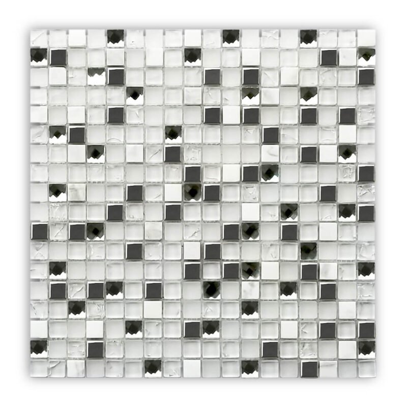 JL151 – Stainless Steel and Glass and White Marble Mosaic