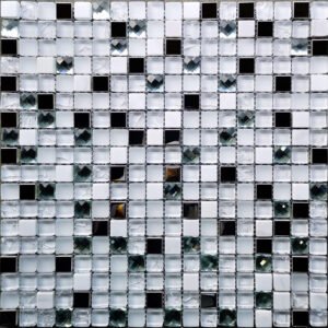 MG151 – Stainless Steel and Glass and Marble Mosaic (Snow White 5/8)