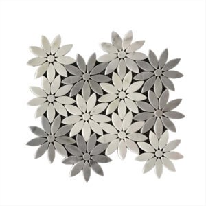 MG681 – Grey Lily Flower Marble Mosaic