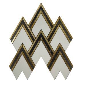 MG824 – AURORA HERRINGBONE Gold Marble Mosaic