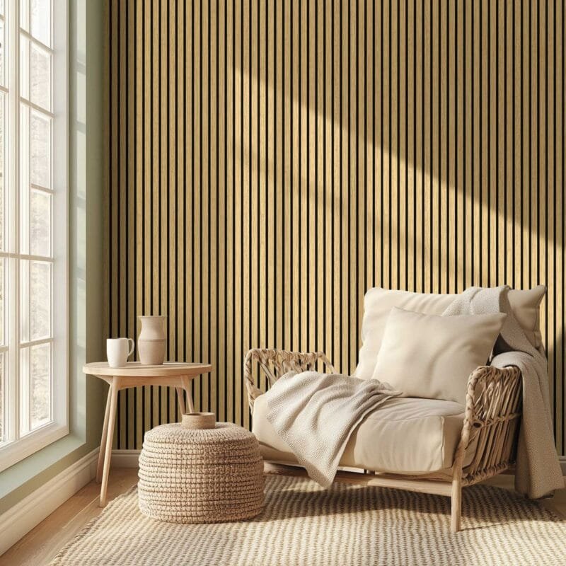 Walldi Hush 9 acoustic wall panel in White Oak — room view