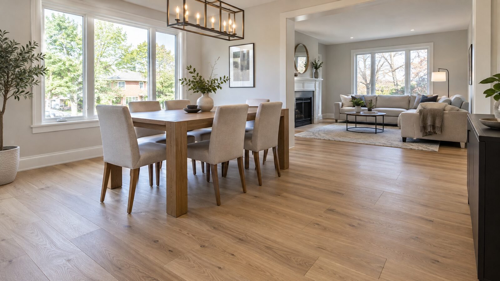 Finished engineered hardwood flooring in a Vaughan home