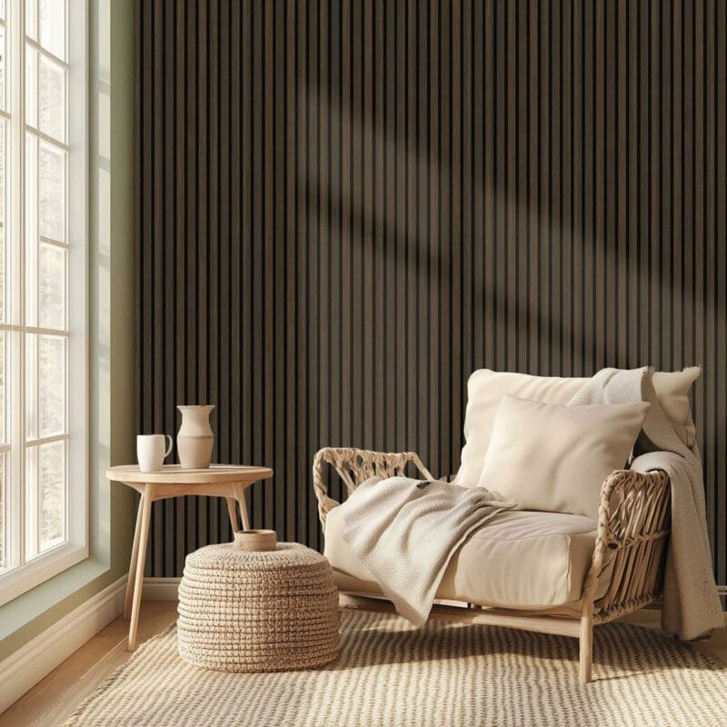 Walldi Hush 9 acoustic wall panel in Smoked Oak — room view