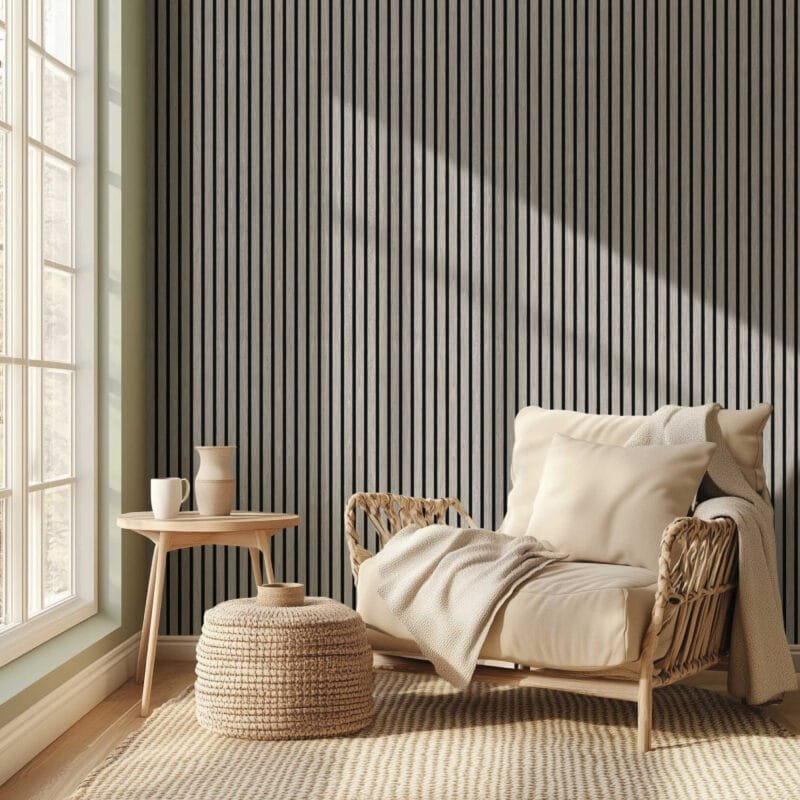 Walldi Hush 9 acoustic wall panel in Grey Oak — room view