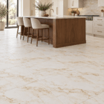 Byzantine Cream Matte – Porcelain Tile – 18x18 in a modern room, AI-generated installation concept