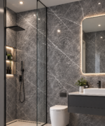 Graphite UV marble sheet wall panel detail and room inspiration 1