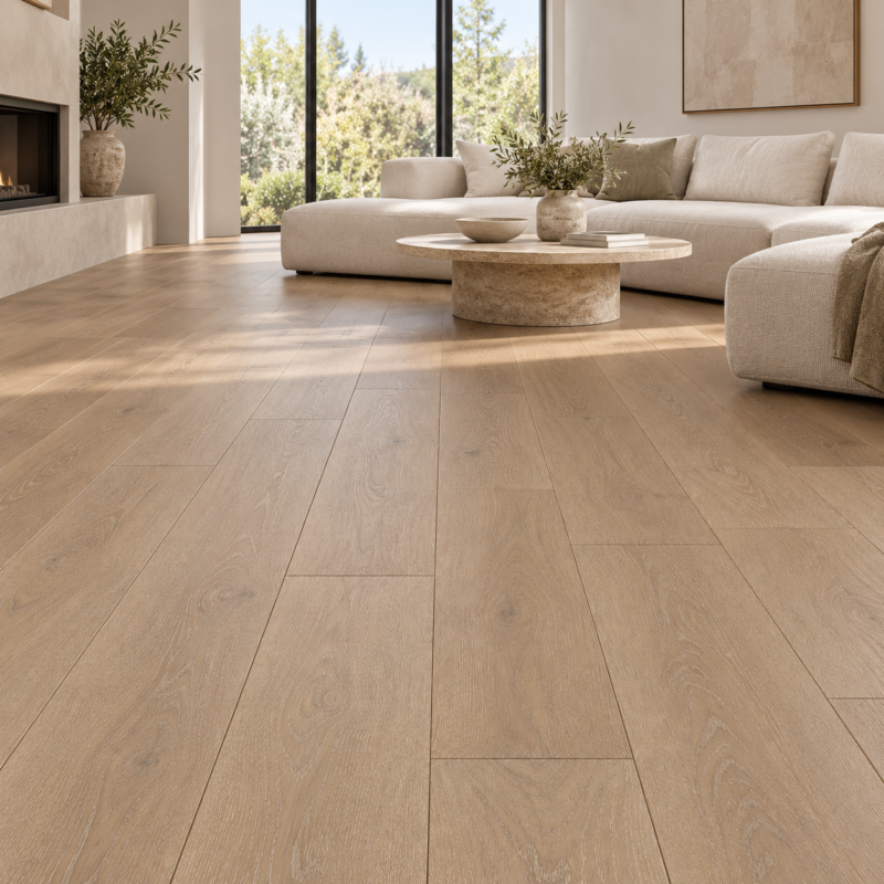 Guoya harbor Oak flooring in a living room — illustrative room visualization