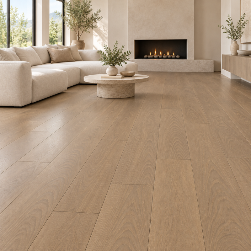 Guoya sun Oak flooring in a living room — illustrative room visualization