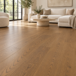 Guoya timeless Oak flooring in a living room — illustrative room visualization