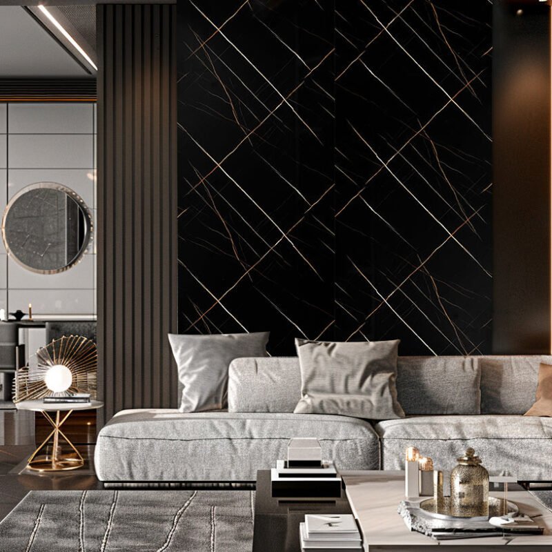Saint Laurent 8231 UV marble sheet wall panel detail and room inspiration 1