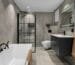 Modern bathroom with large-format porcelain floor tile