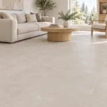 Regal Cream Matte – Porcelain Tile – 18x18 in a modern room, AI-generated installation concept