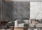 Graphite Mist 1557 UV marble sheet wall panel detail and room inspiration 1