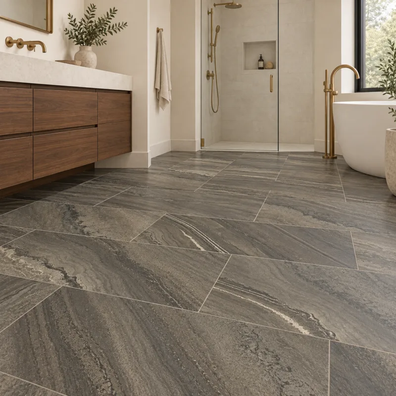 Sahara Brown Matte – Porcelain Tile – 12x24 in a modern room, AI-generated installation concept