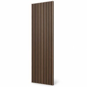 Walnut acoustic slat wall panel 2 x 9 feet on white background