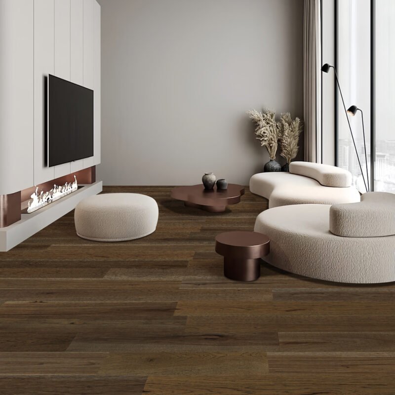 Weiss Hickory Walnut 6 inch engineered hardwood room view