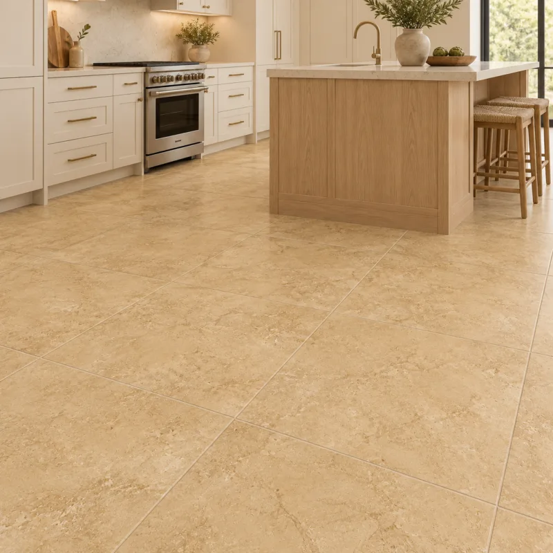 Yura Ivory Matte 24x24 porcelain tile in a modern interior, AI-generated installation concept